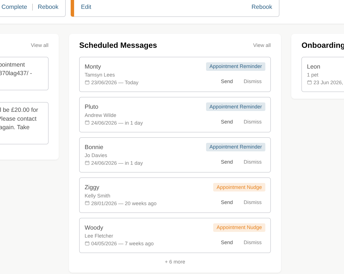 Sending an automatic SMS appointment reminder in Woofle